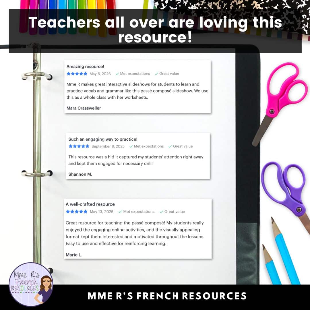 French Passé Composé PowerPoint & Google Slides 9 Mme R's French Resources reviews