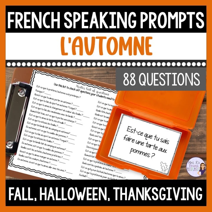 French Fall Conversation Activities | Seasonal French Speaking Practice 1 French fall speaking prompts