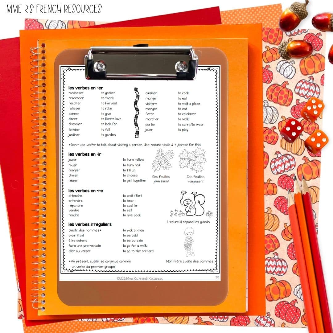 French Fall Activities | Core French & Immersion 6 French fall vocabulary