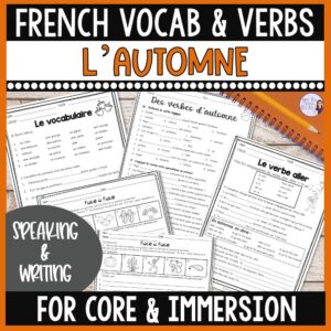 French fall worksheets