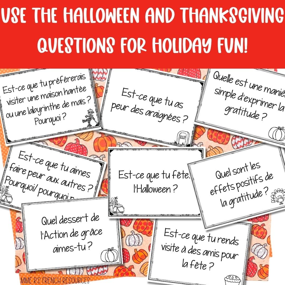 French Fall Conversation Activities | Seasonal French Speaking Practice 4 French Halloween Thanksgiving activities