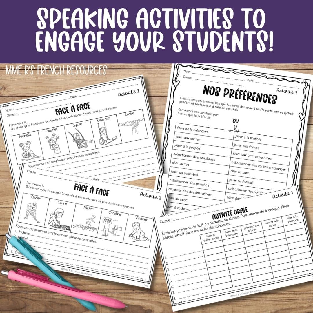 French Imparfait Activities for Intermediate Students 9 French imparfait speaking activity