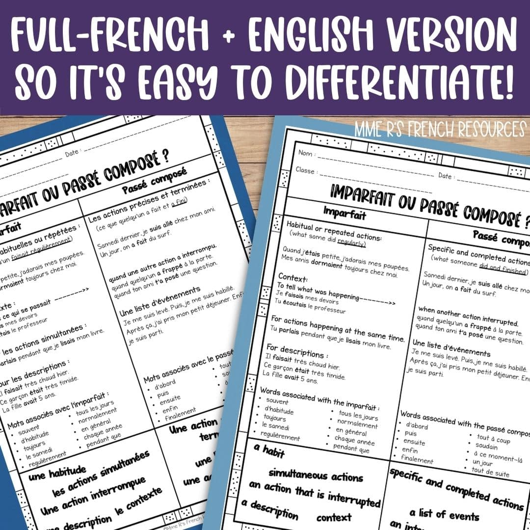 French Imparfait Activities for Intermediate Students 4 imparfait et passé composé