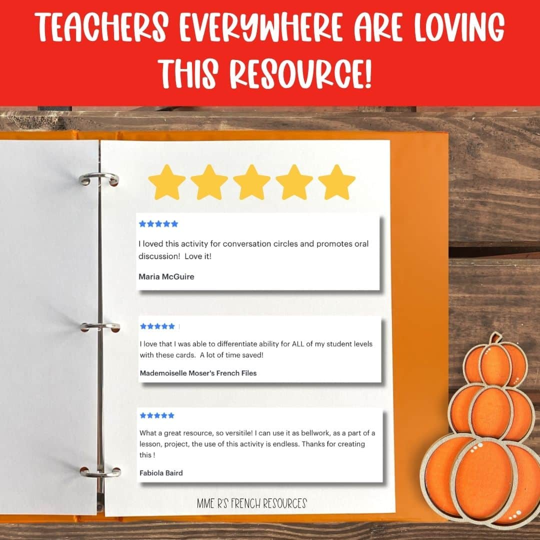 French Fall Conversation Activities | Seasonal French Speaking Practice 6 Mme R's French Resources Reviews