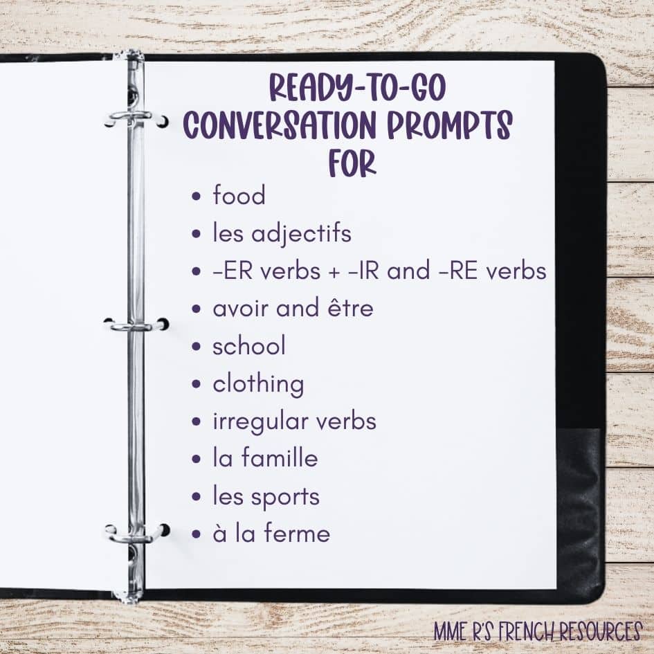 French Oral Communication Activities | Beginner Speaking Practice 2 FRENCH 1 SPEAKING PROMPTS