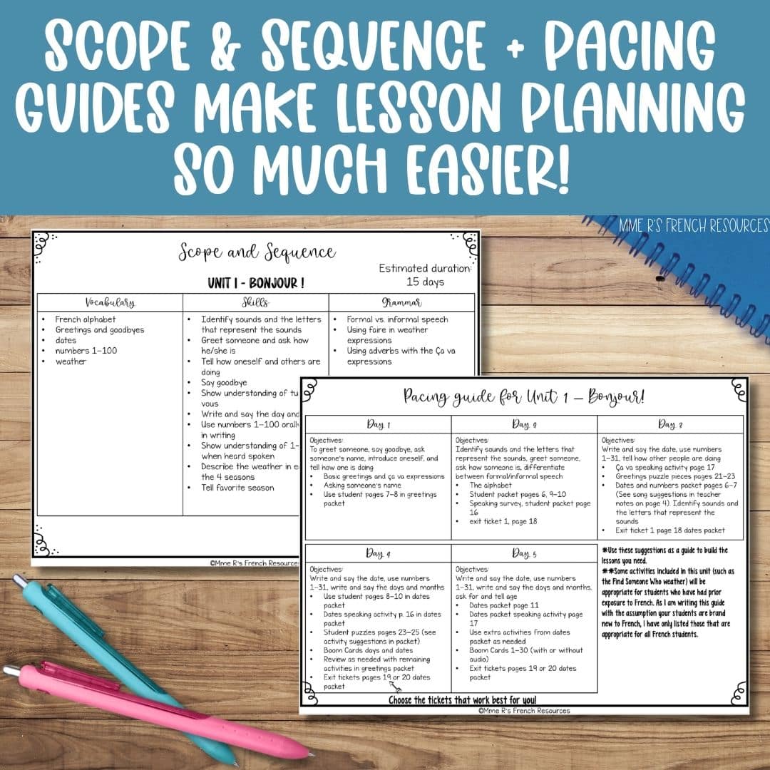 French 1 Curriculum | Full-Year Resource for Beginning French 6 French 1 scope and sequence