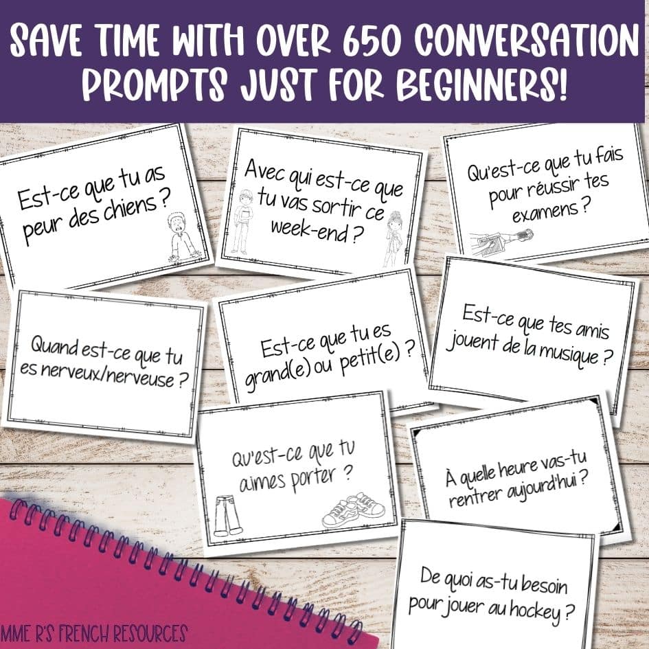 French Oral Communication Activities | Beginner Speaking Practice 3 MME RS FRENCH SPEAKING PROMPS