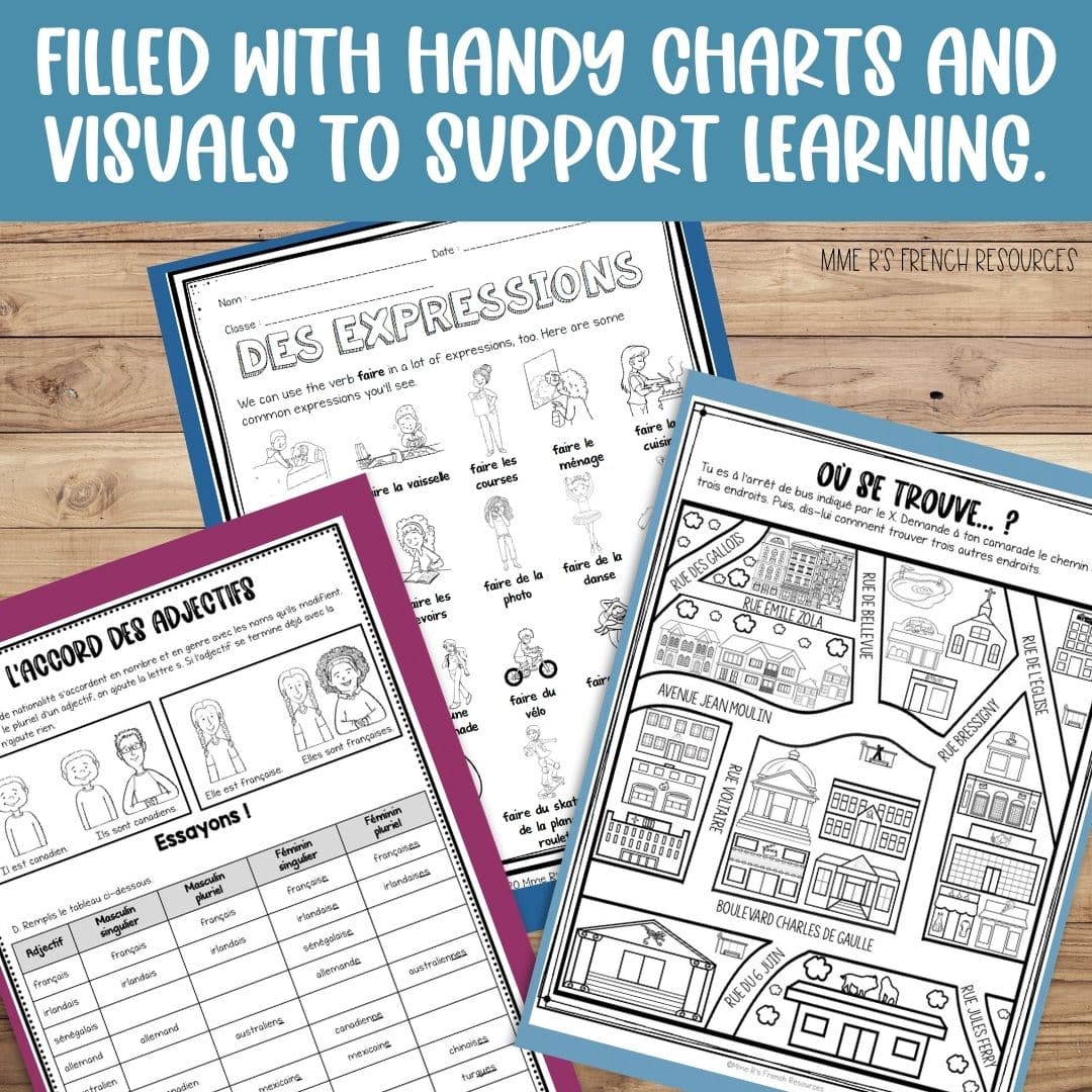 French 1 Curriculum | Full-Year Resource for Beginning French 7 beginner French worksheets