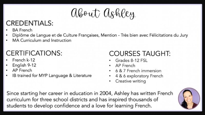 about mme r's French resources