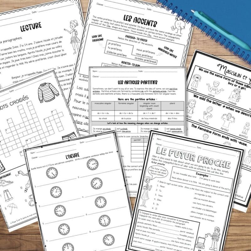 french 1 worksheets 1 Full-Year French Curriculum for Grades 6–12
