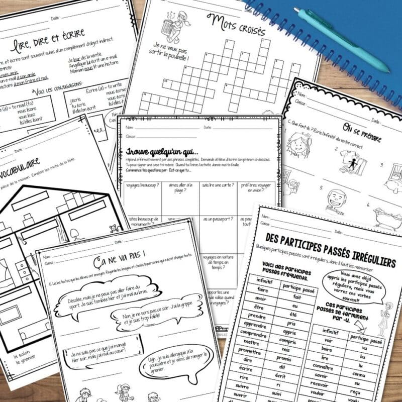 French 2 worksheets