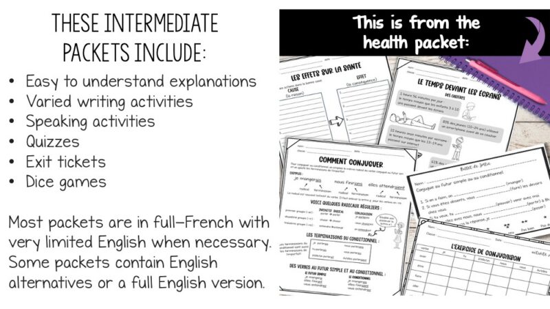 French 3 worksheets