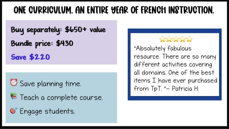 Mme R's French 2 curriculum
